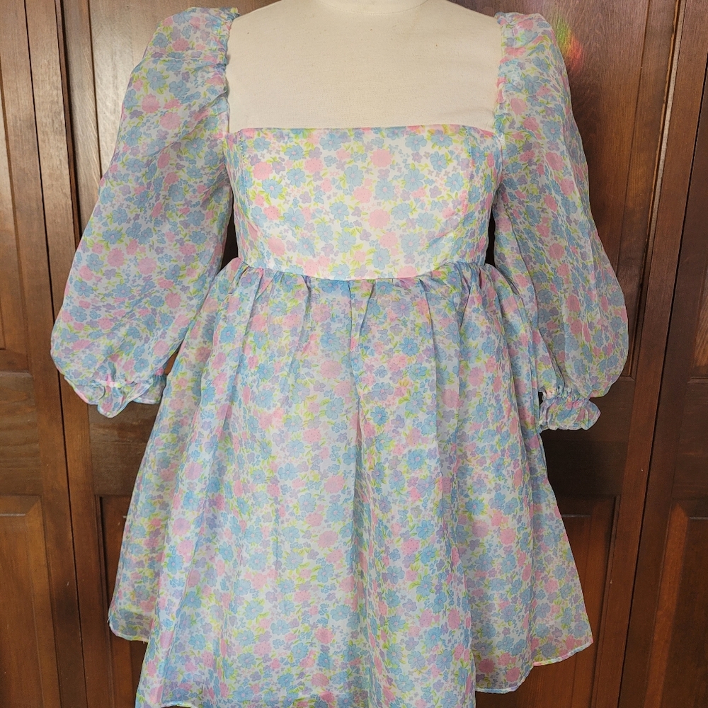 Large "For Love Bell" Selkie Inspired Babydoll Puff Dress is Ditsy Floral